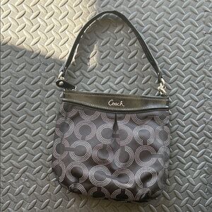 Coach Black and Gray Patterned Shoulder Bag